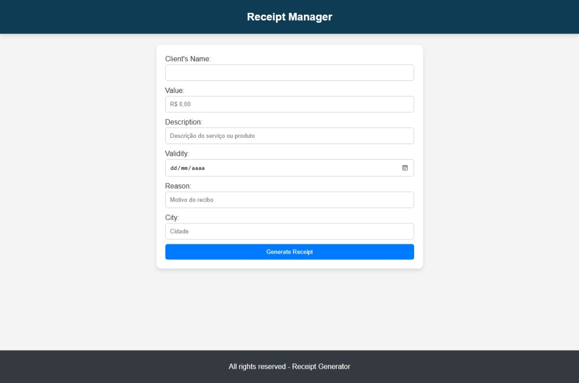 Image of Receipt Generator UI